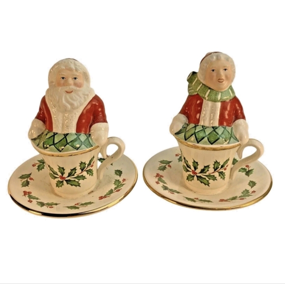 Lenox Other - Vintage Lenox Santa Mr Mrs Claus in Teacup Salt and Pepper Shakers Japan